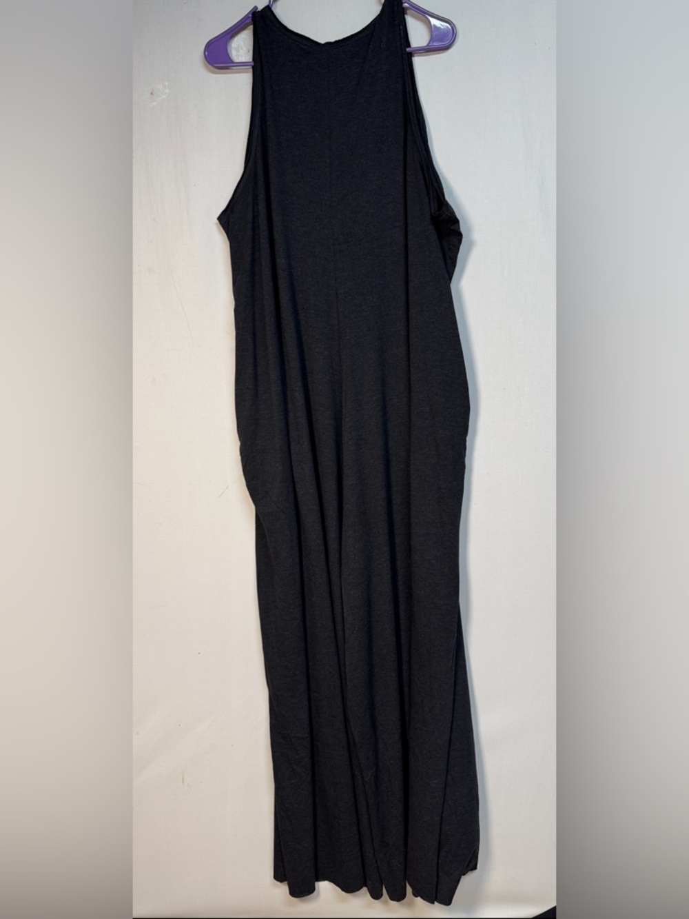 Natural Life Charcoal Gray Sleeveless V-Neck Wide-Leg One Size Jumpsuit - Picture 5 of 10
